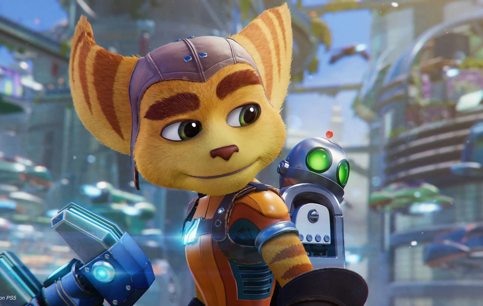 Ratchet junto a su inseparable compañero, Clank en Ratchet & Clank: Rift Apart