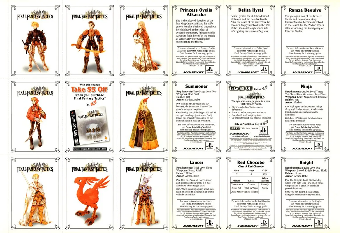 Otro anuncio de revista gringa de Final Fantasy Tactics