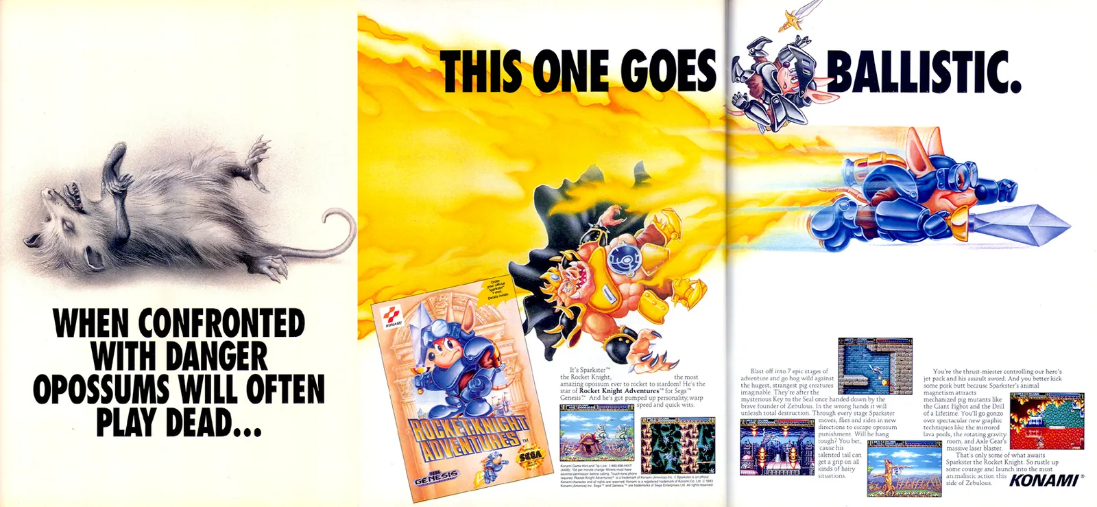 Anuncio de revista del Sparkster original