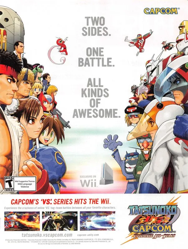 Anuncio de revista gringa de Tatsunoko vs Capcom: Ultimate All-Stars