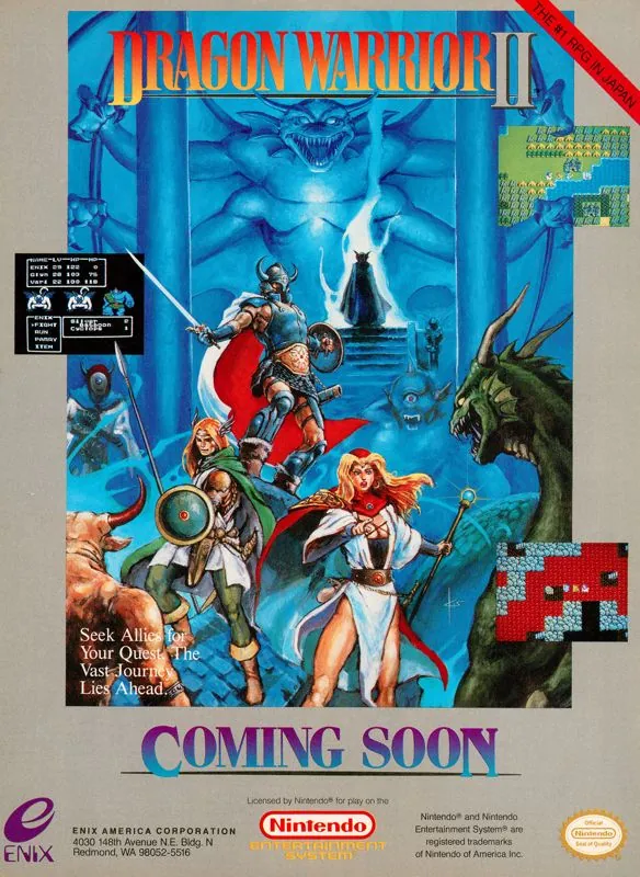 Anuncio de revista gringa de Dragon Quest II