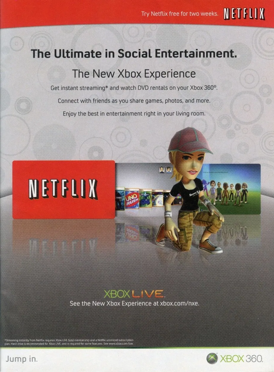 Anuncio de cuando Netflix salió exclusivamente en Xbox 360
