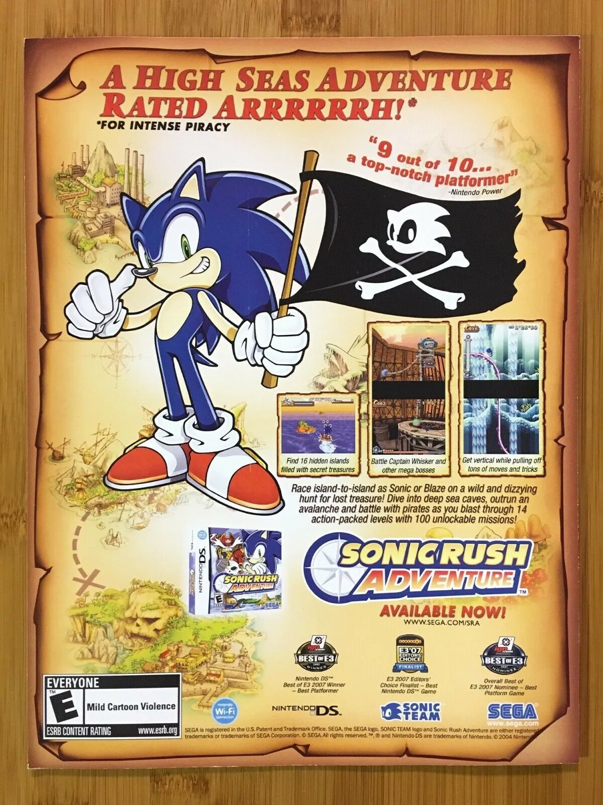 Anuncio de revista gringa de Sonic Rush Adventure