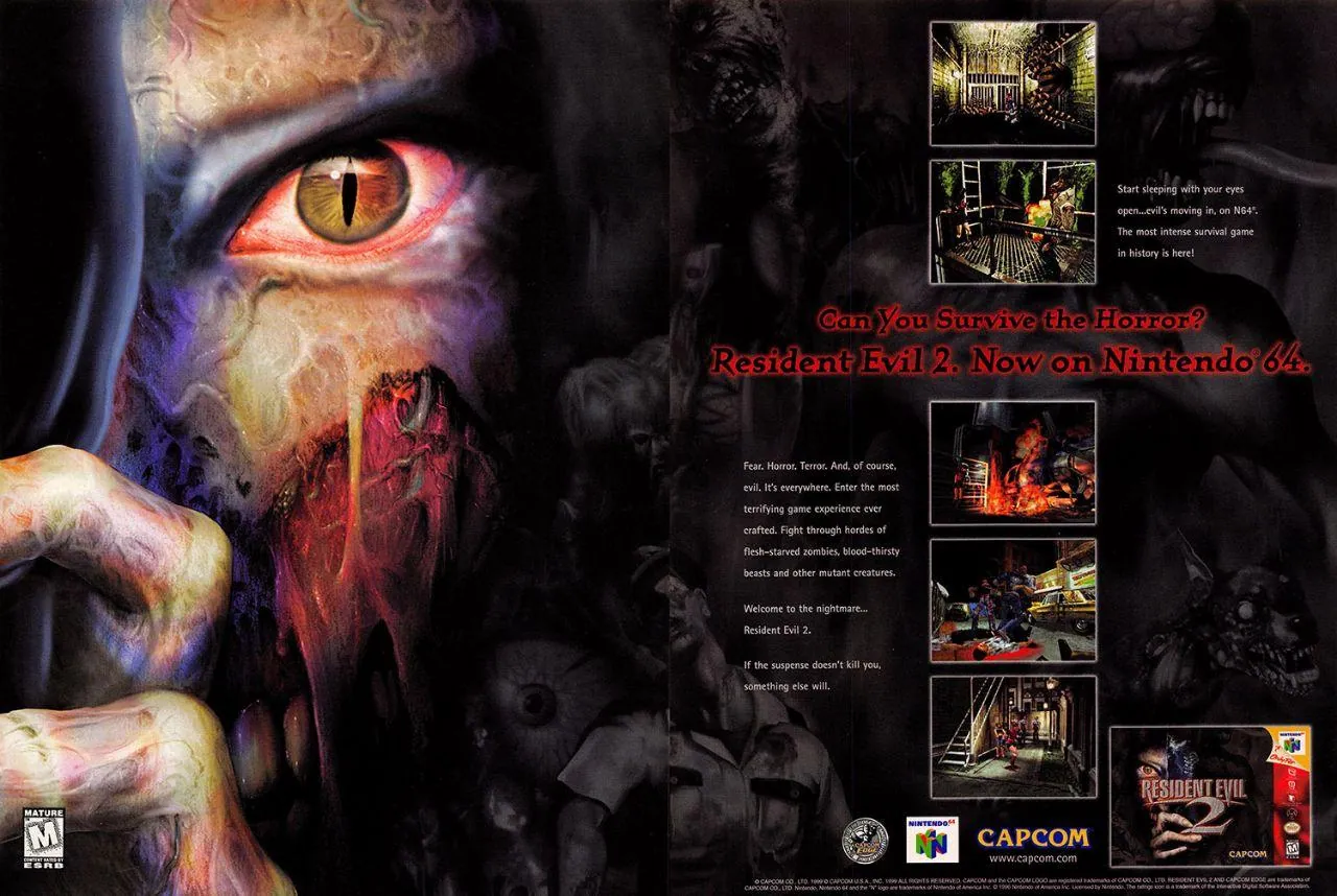 Anuncio de revista gringa del port imposible, Resident Evil 2 para N64