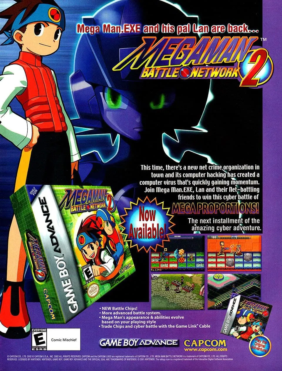 Anuncio de revista gringa de Mega Man Battle Network 2