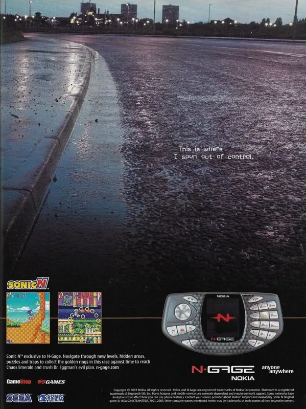 Anuncio de revista gringa de Sonic Advance para N-Gage