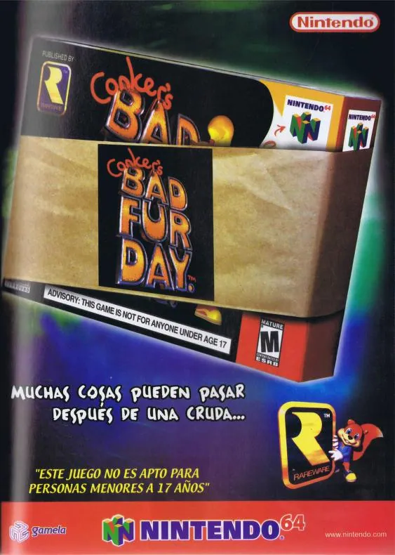 Anuncio en la revista Club Nintendo de Conker’s Bad Fur Day