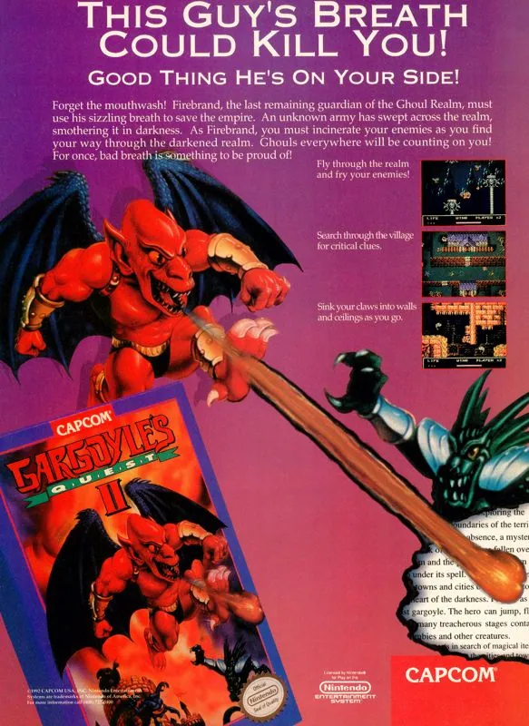 Anuncio de revista gringa de Gargoyle's Quest II