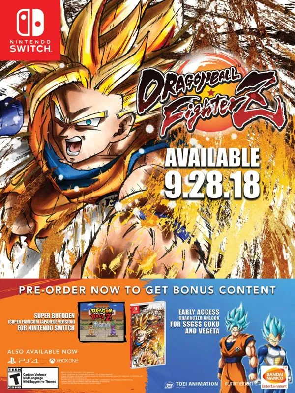 Anuncio de la versión en Suiche de Dragon Ball FighterZ