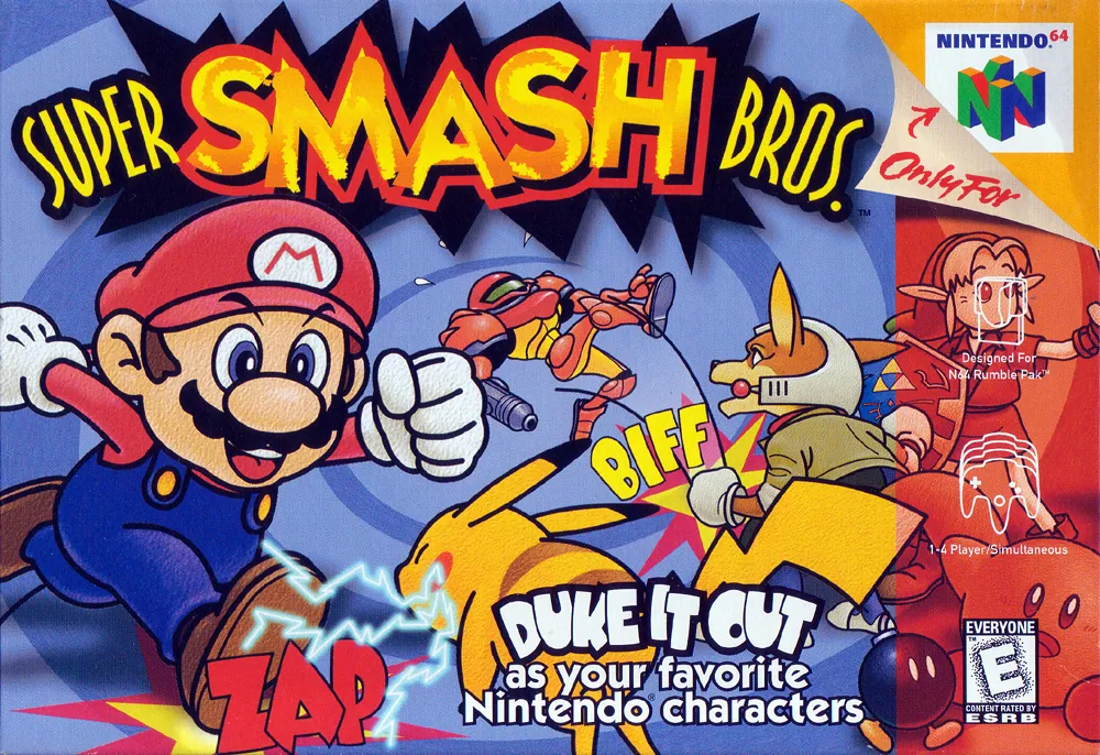 Portada americana del más grande crossover, Super Smash Bros.