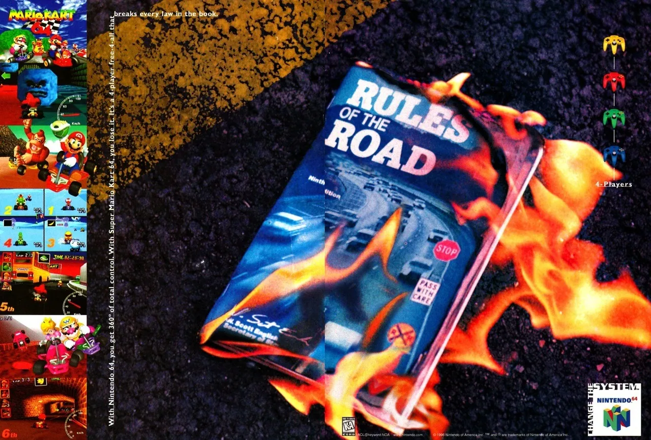 Anuncio de revista gringa de Mario Kart 64