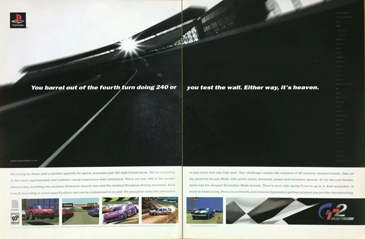 Otro anuncio de revista gringa de Gran Turismo 2