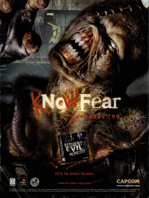 Uno de los tantos anuncios de revista gringa de Resident Evil 3: Nemesis