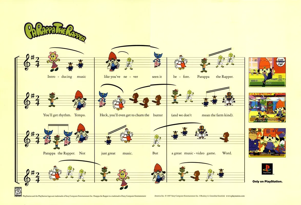 Anuncio de revista gringa de Parappa the Rapper