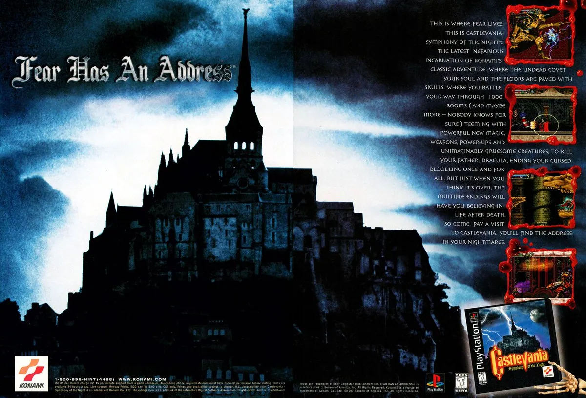 Anuncio de revista gringa de Castlevania Symphony of the Night