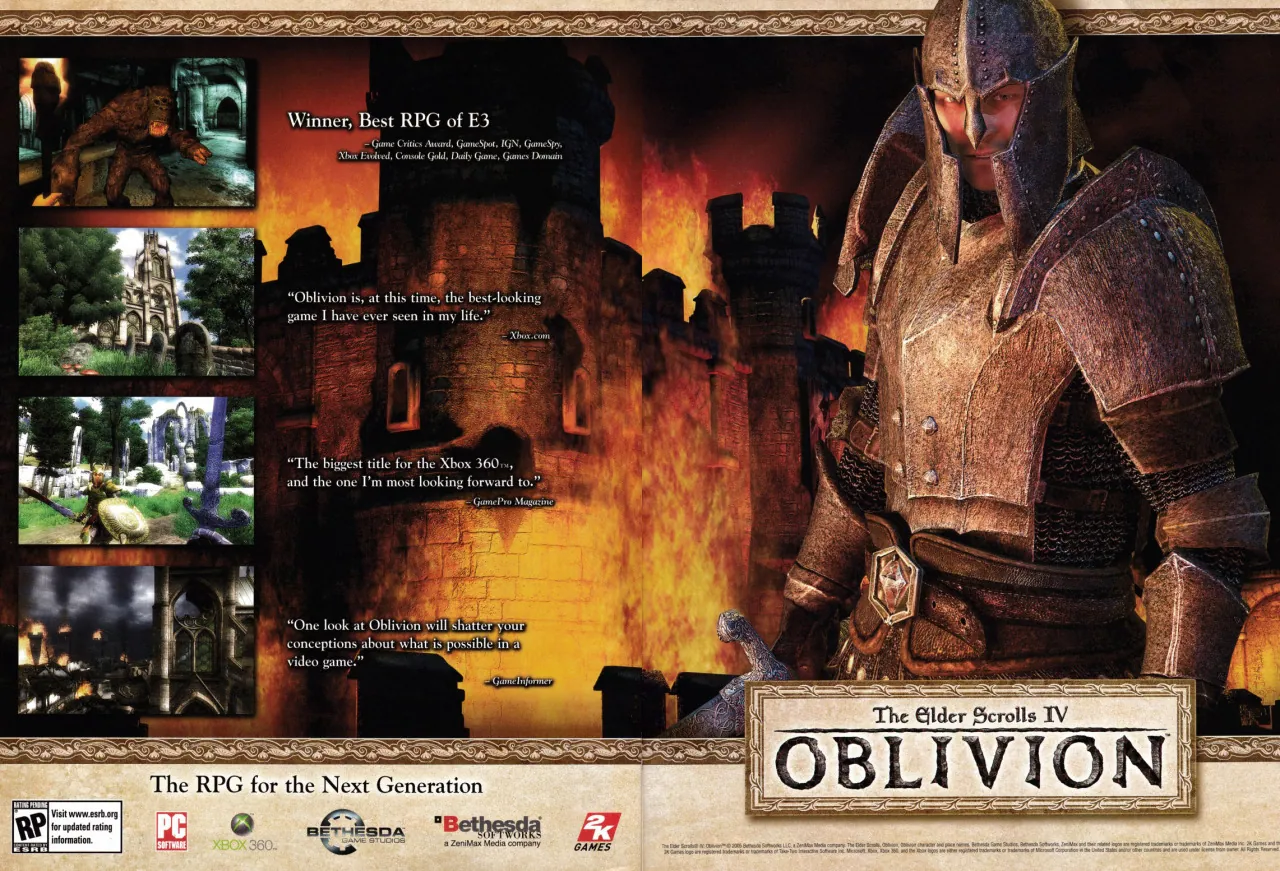 Anuncio de revista gringa de The Elder Scrolls IV: Oblivion