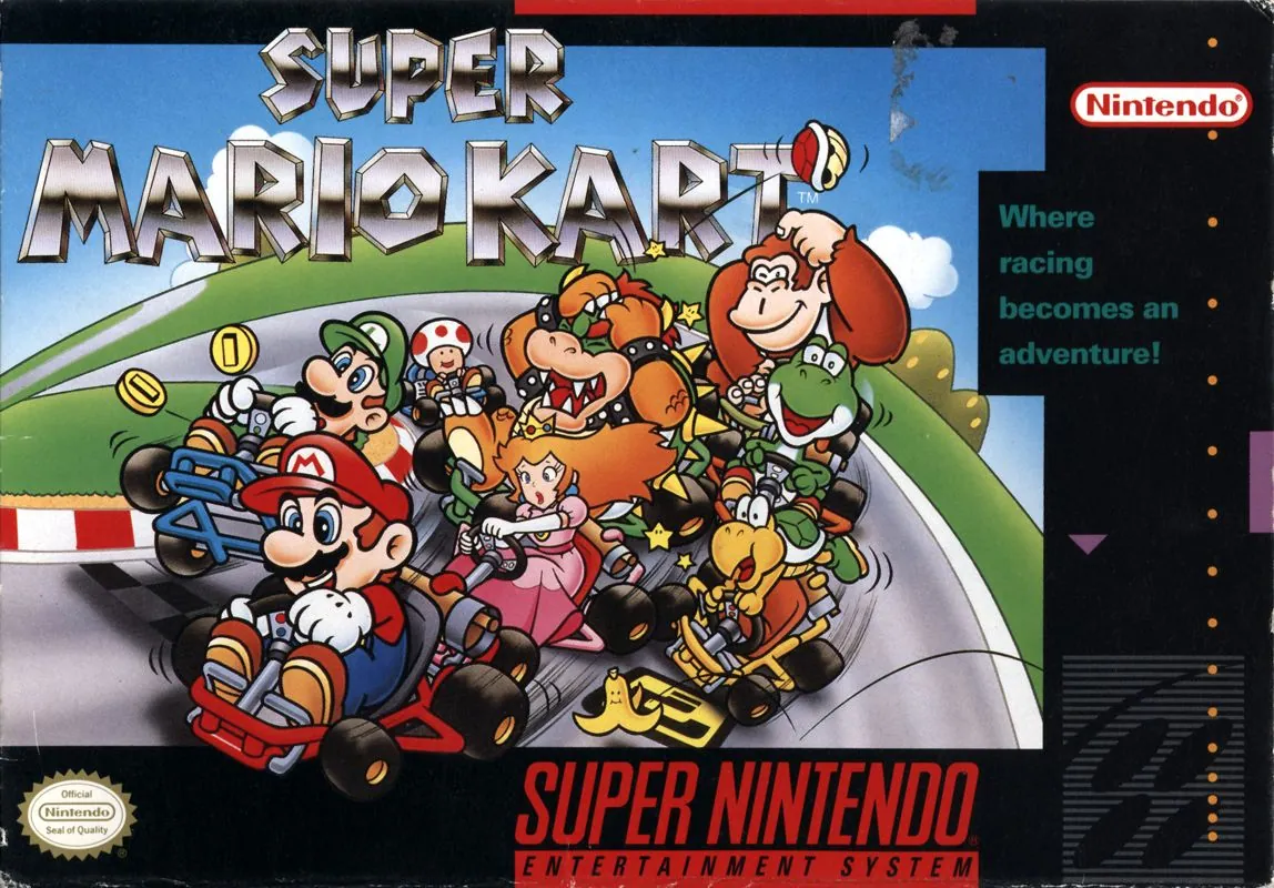 Carátula americana del 1er Mario Kart