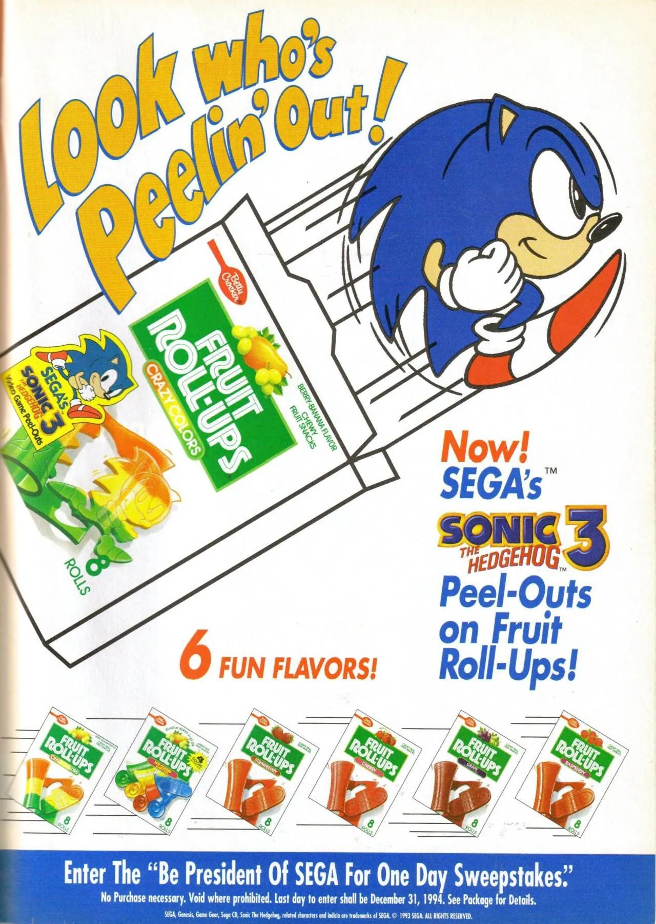 Otro ejemplo de publicidad conjunta de Sonic the Hedgehog 3 peron con Fruit Roll-Ups