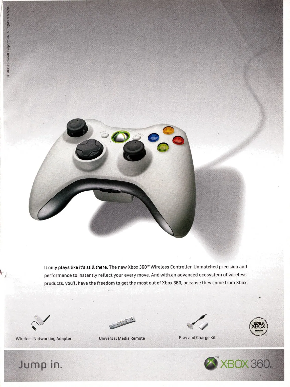 Anuncio que muestra el control inalámnbrico de Xbox 360