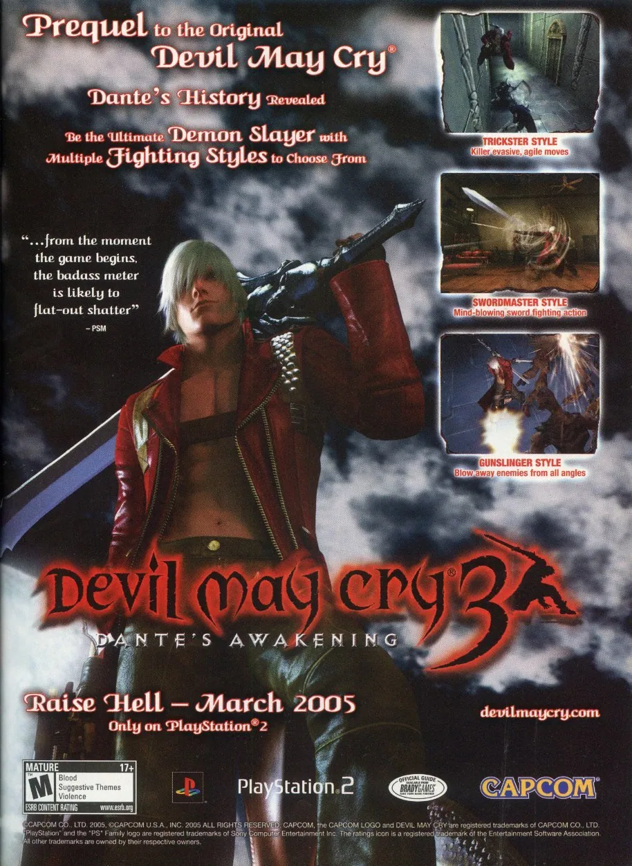 Anuncio de revista gringa de Devil May Cry 3: Dante's Awakening