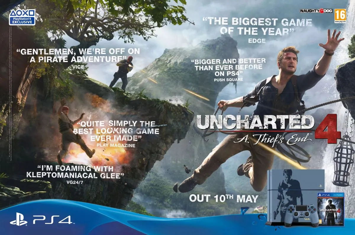 Anuncio impreso británico, con el PS4 edición limitada correspondiente