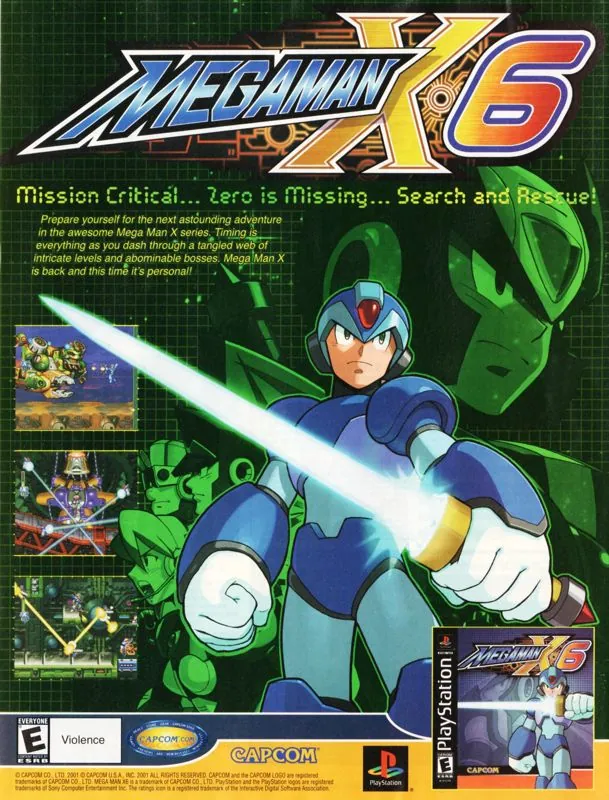 Anuncio de revista gringa de Mega Man X6
