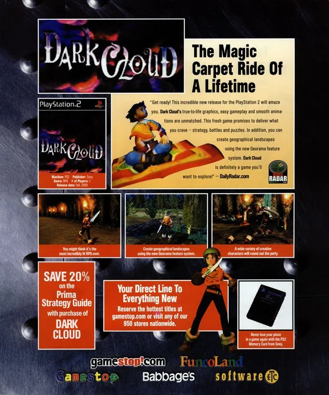 Anuncio de revista estadounidense de Dark Cloud