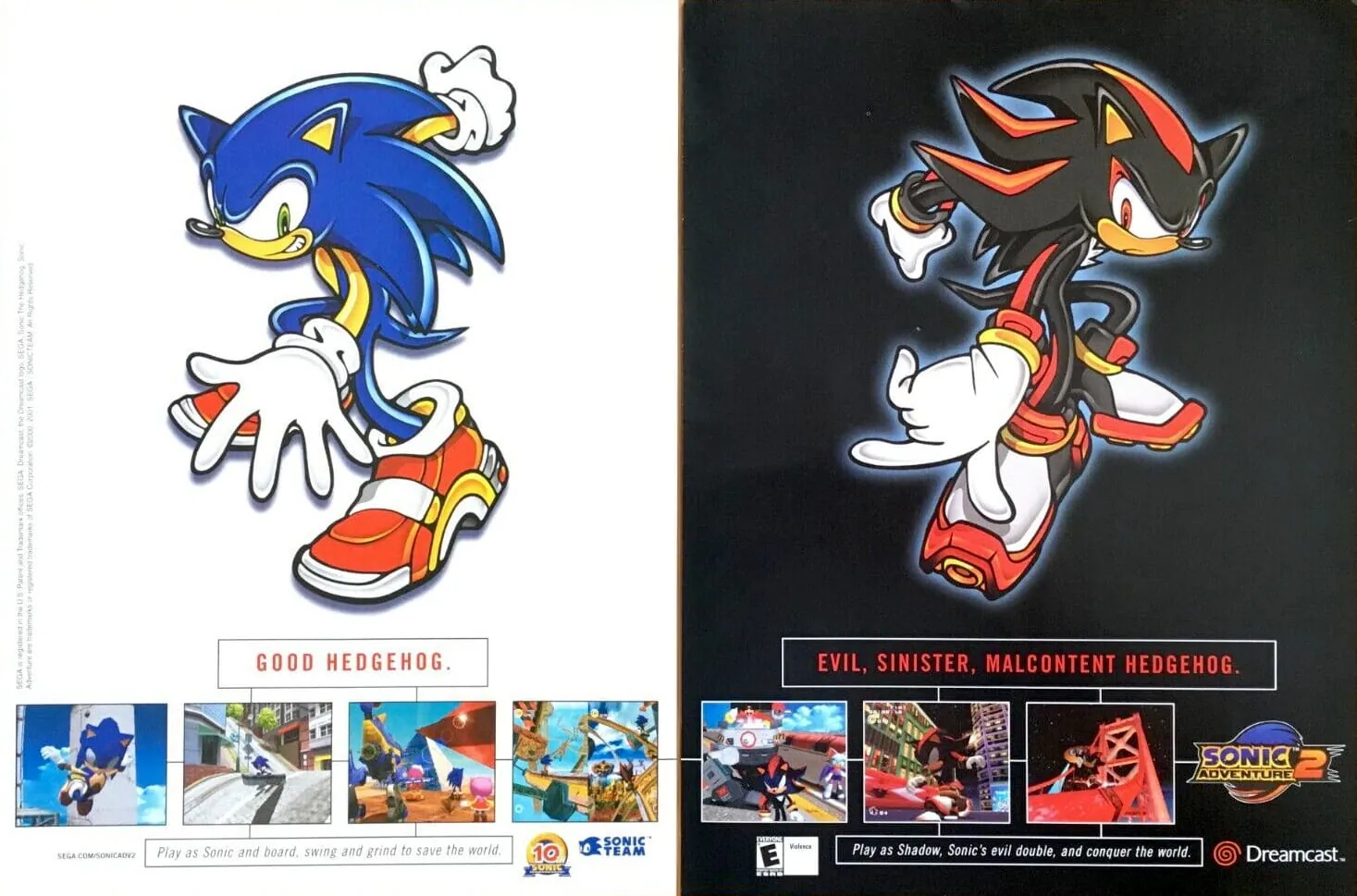 Anuncio de revista de Shadow y Sonic