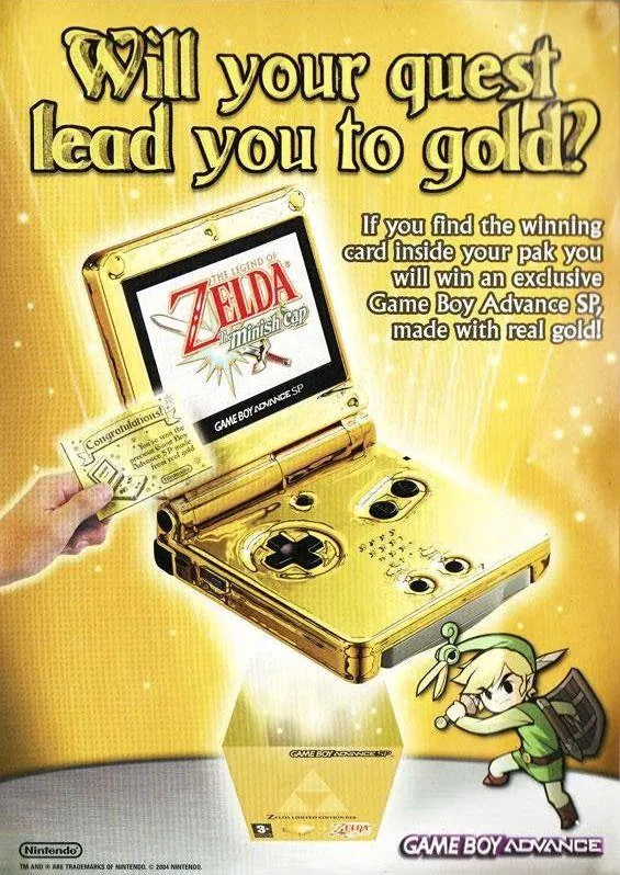 Anuncio gringo del GBA SP edición especial de The Legend of Zelda: The Minish Cap