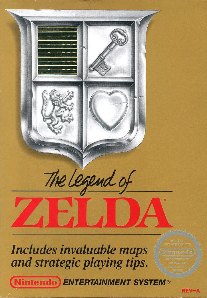 Carátula americana del 1er The Legend of Zelda