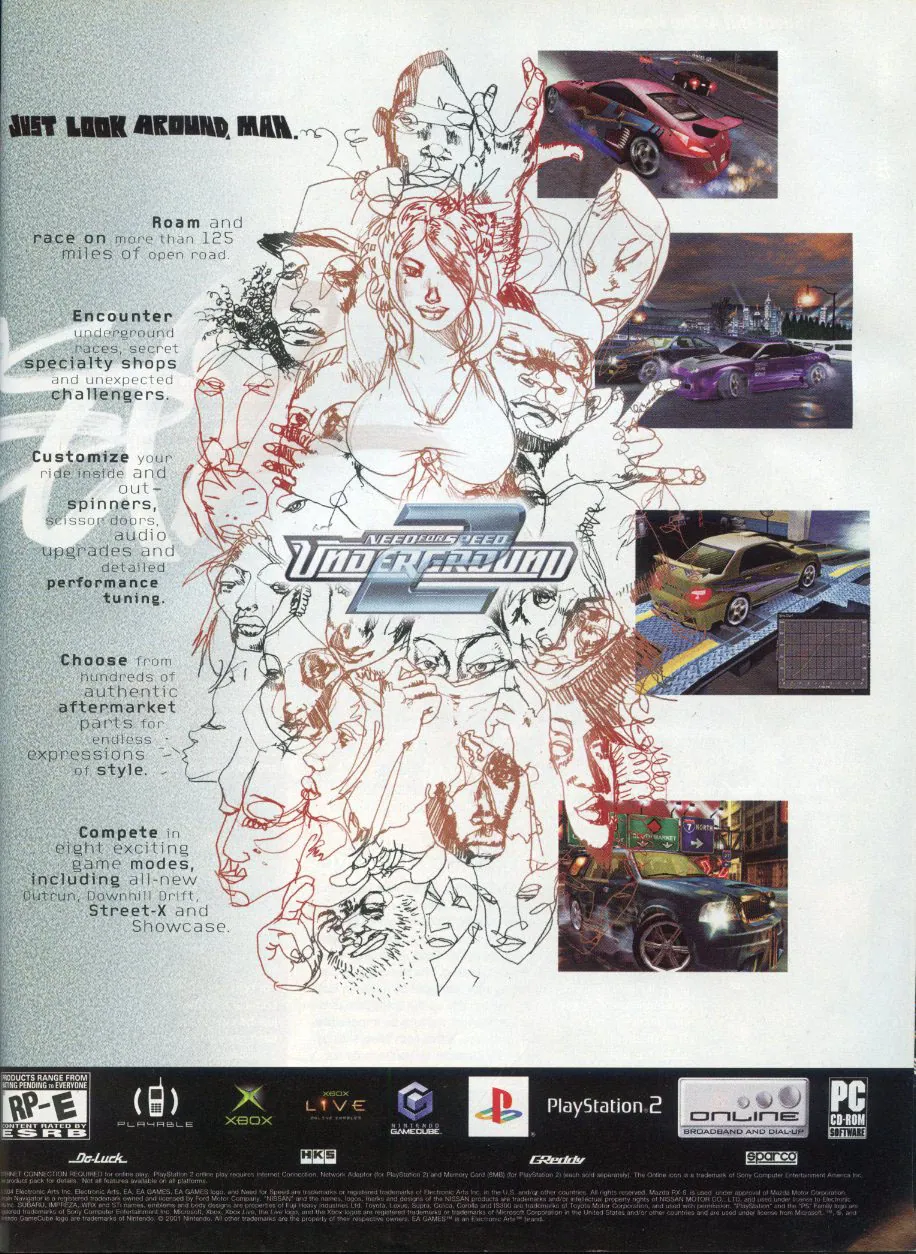 Anuncio de revista gringa de Need for Speed: Underground 2