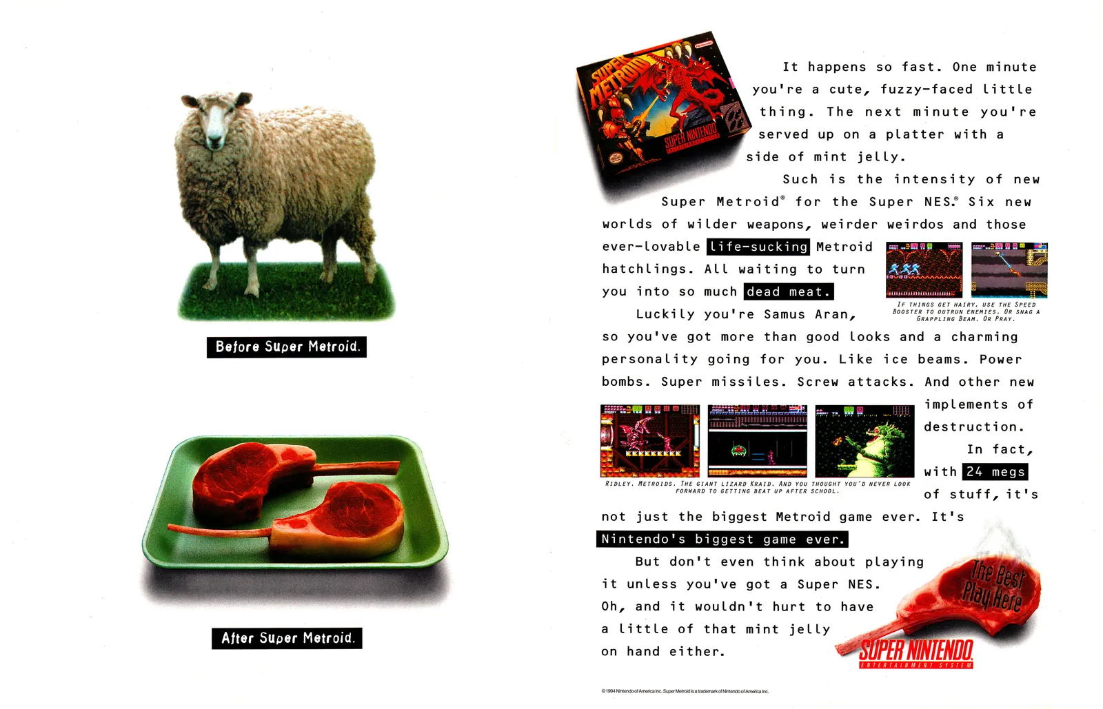 Anuncio de revista gringa de Super Metroid
