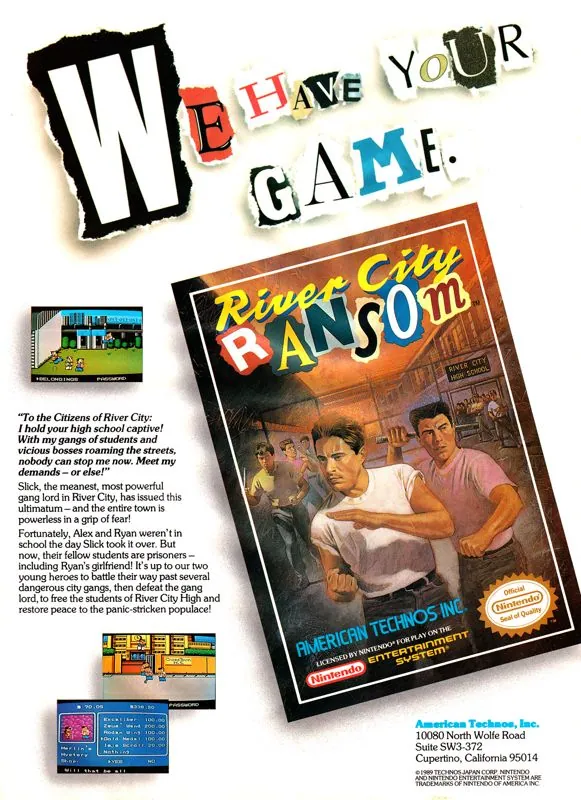 Otro anuncio de revista gringa de River City Ramson