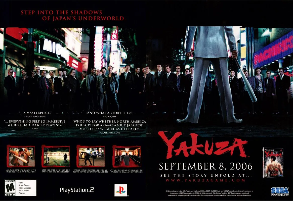 Anuncio de revista gringa de Yakuza para PS2