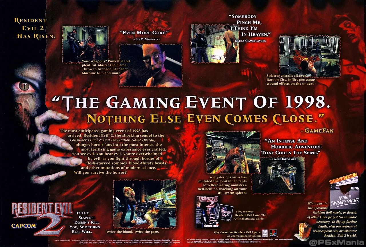 Anuncio de revista gringa de Resident Evil 2