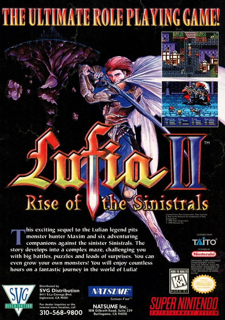 Anuncio de revista gringa de Lufia II: Rise of the Sinistrals