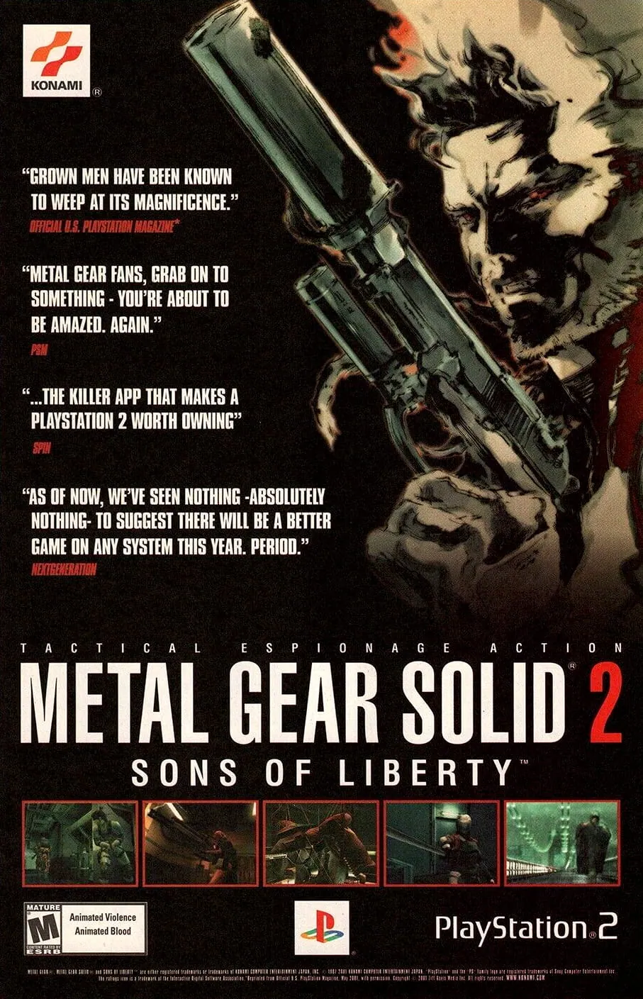 Anuncio de revista gringa de Metal Gear Solid 2: Sons of Liberty