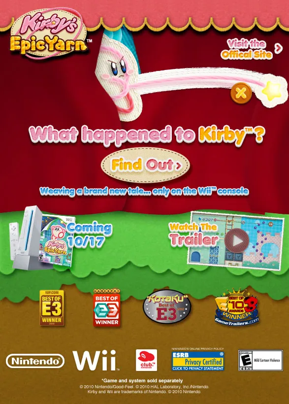Anuncio de revista gringa de Kirby's Epic Yarn