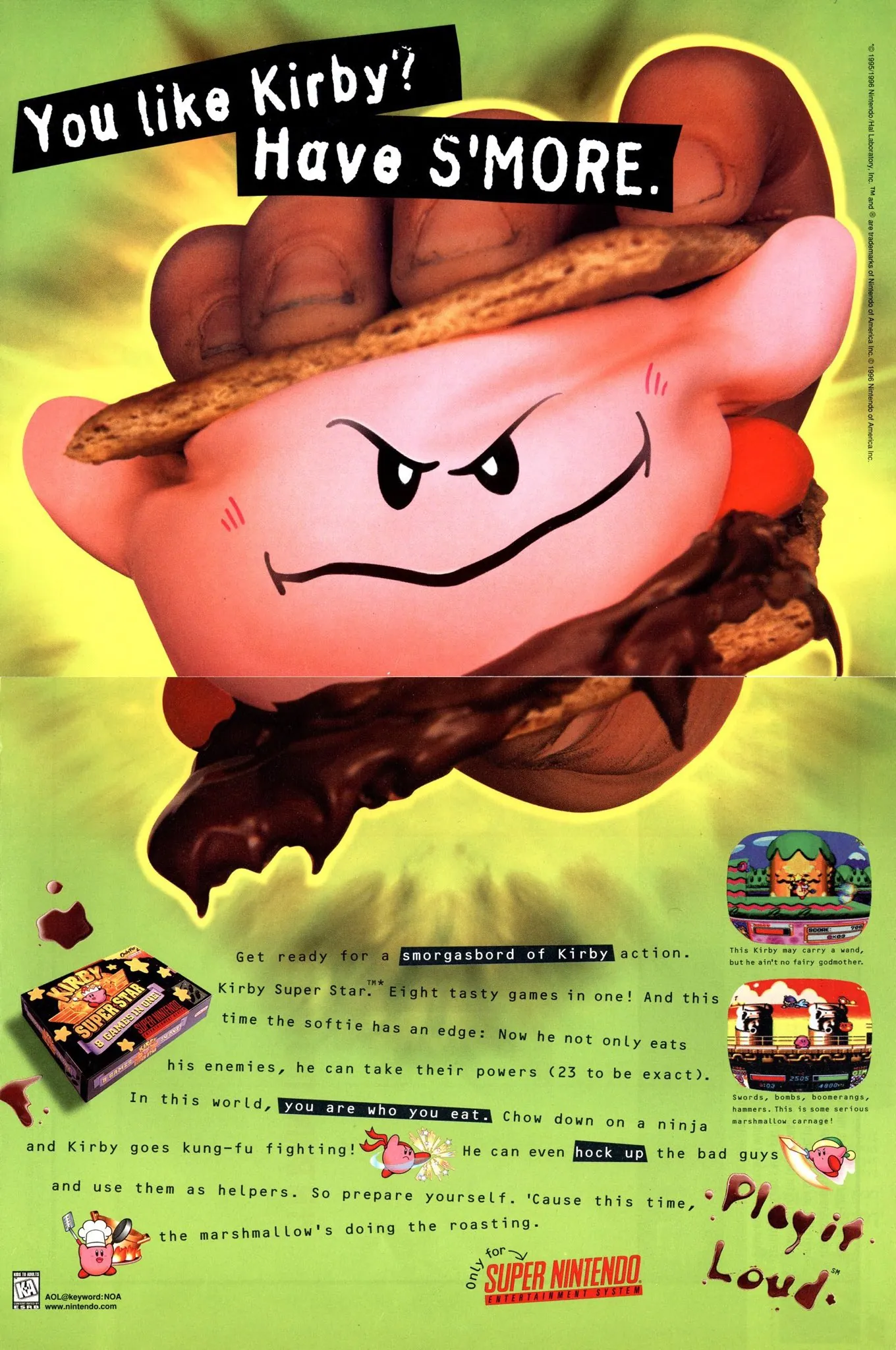 Anuncio de revista gringa de Kirby Super Star