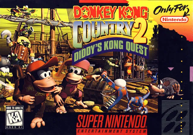 Portada americana de Donkey Kong Country 2: Diddy's Kong Quest