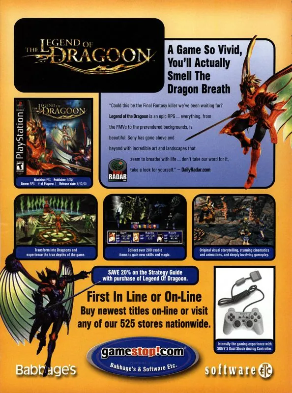 Anuncio de revista sobre la venta del juego