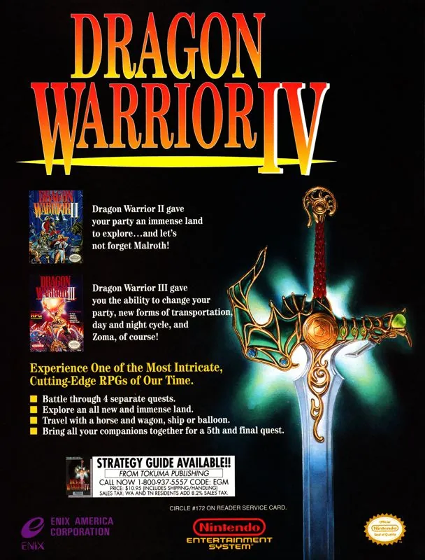 Anuncio de revista gringa de Dragon Quest IV