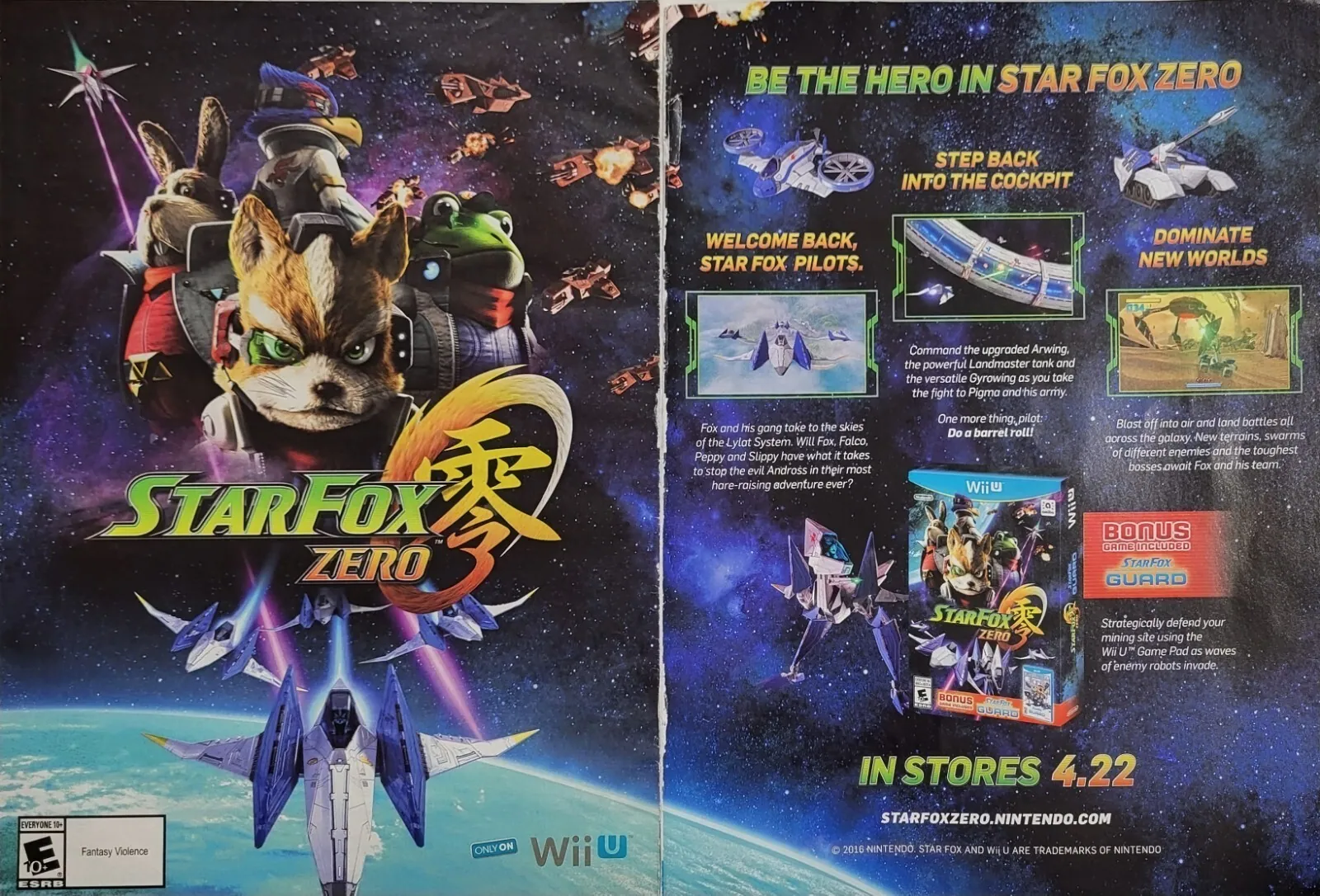 Anuncio de revista gringa de Star Fox Zero