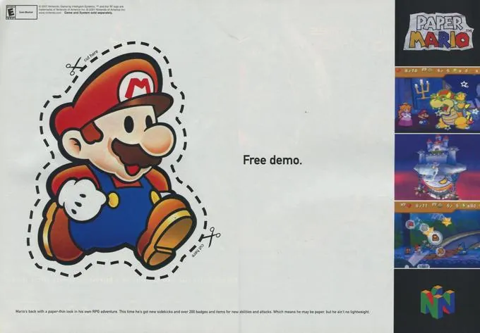 Anuncio de revista gringa de Paper Mario