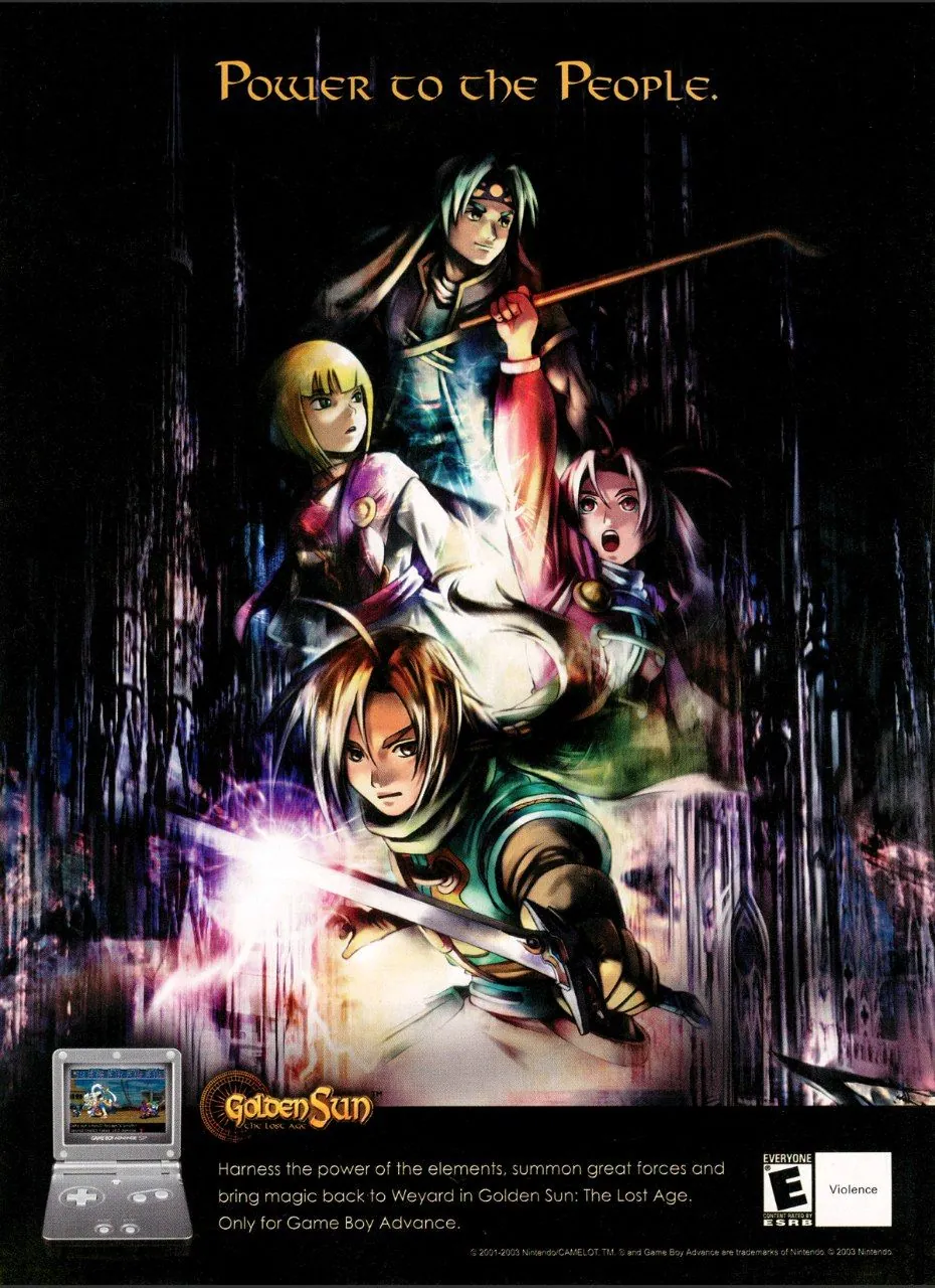 Anuncio de revista estadounidense de Golden Sun: The Lost Age