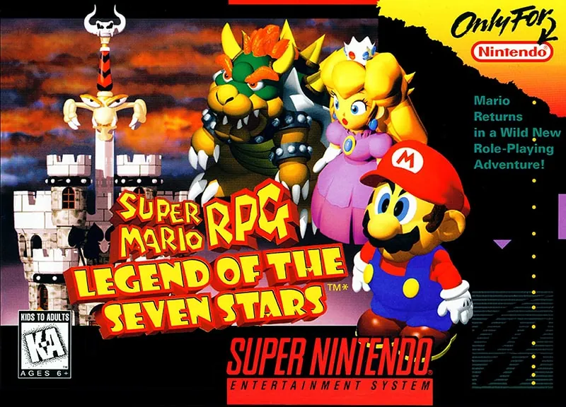 Portada americana de Super Mario RPG: Legend of the Seven Stars