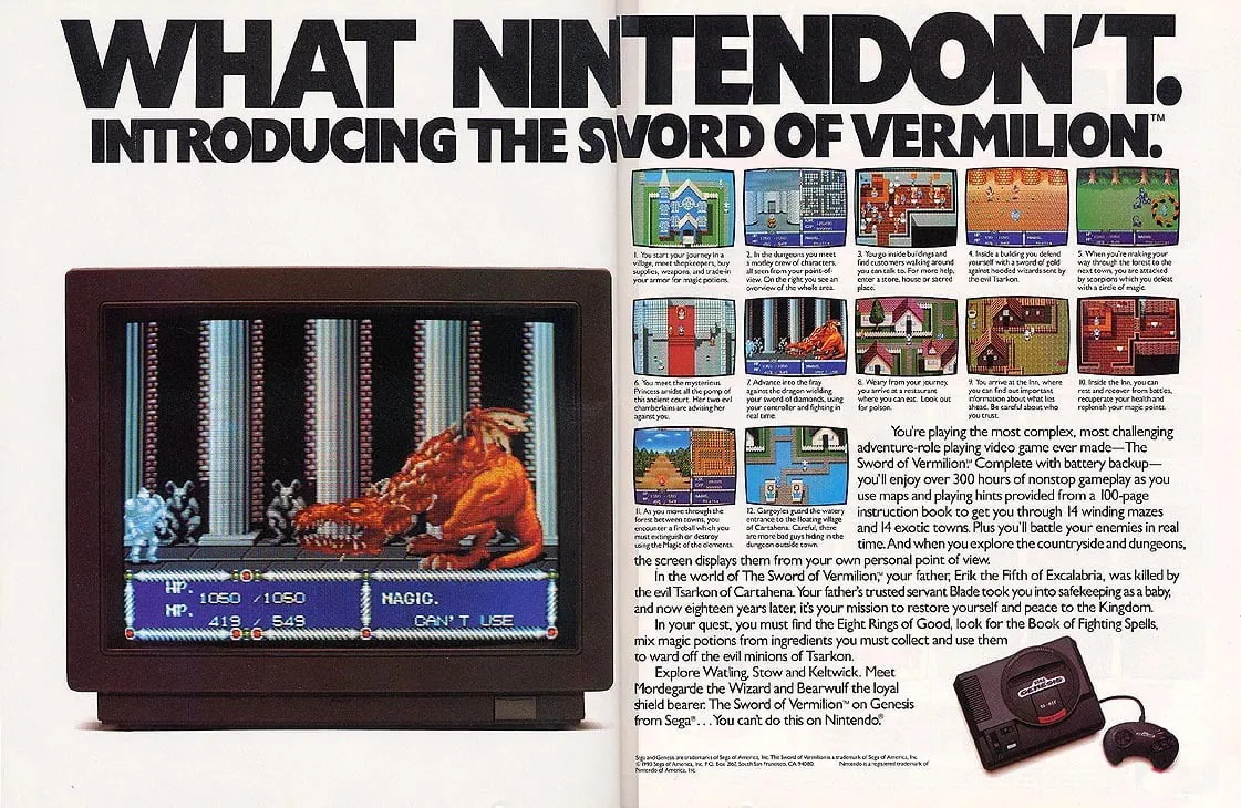 Anuncio de revista gringa de Sword of Vermilion