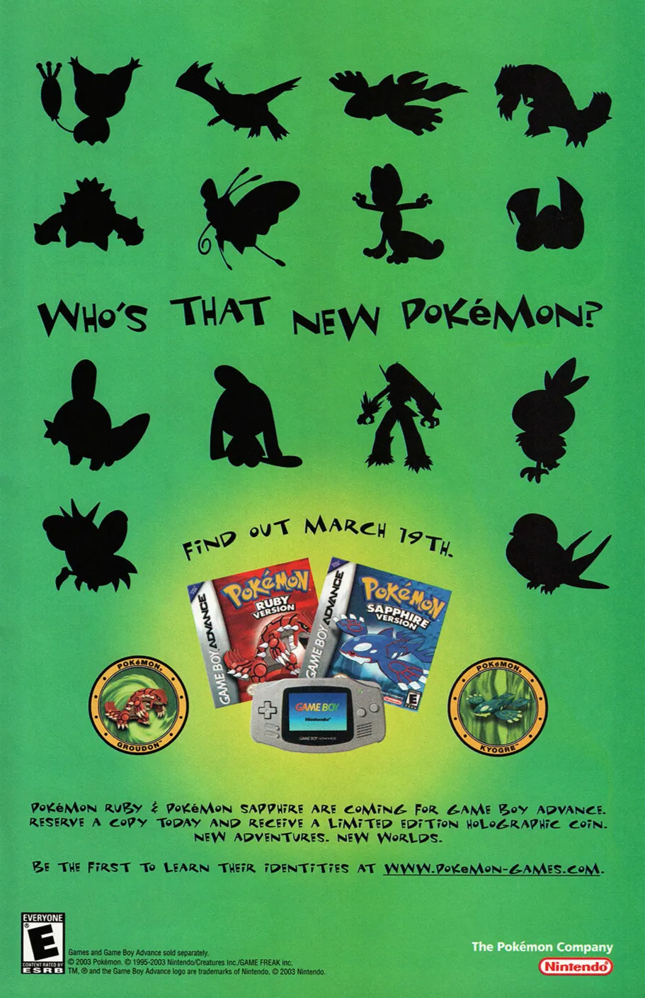 Anuncio de revista gringa de Pokémon Ruby y Sapphire