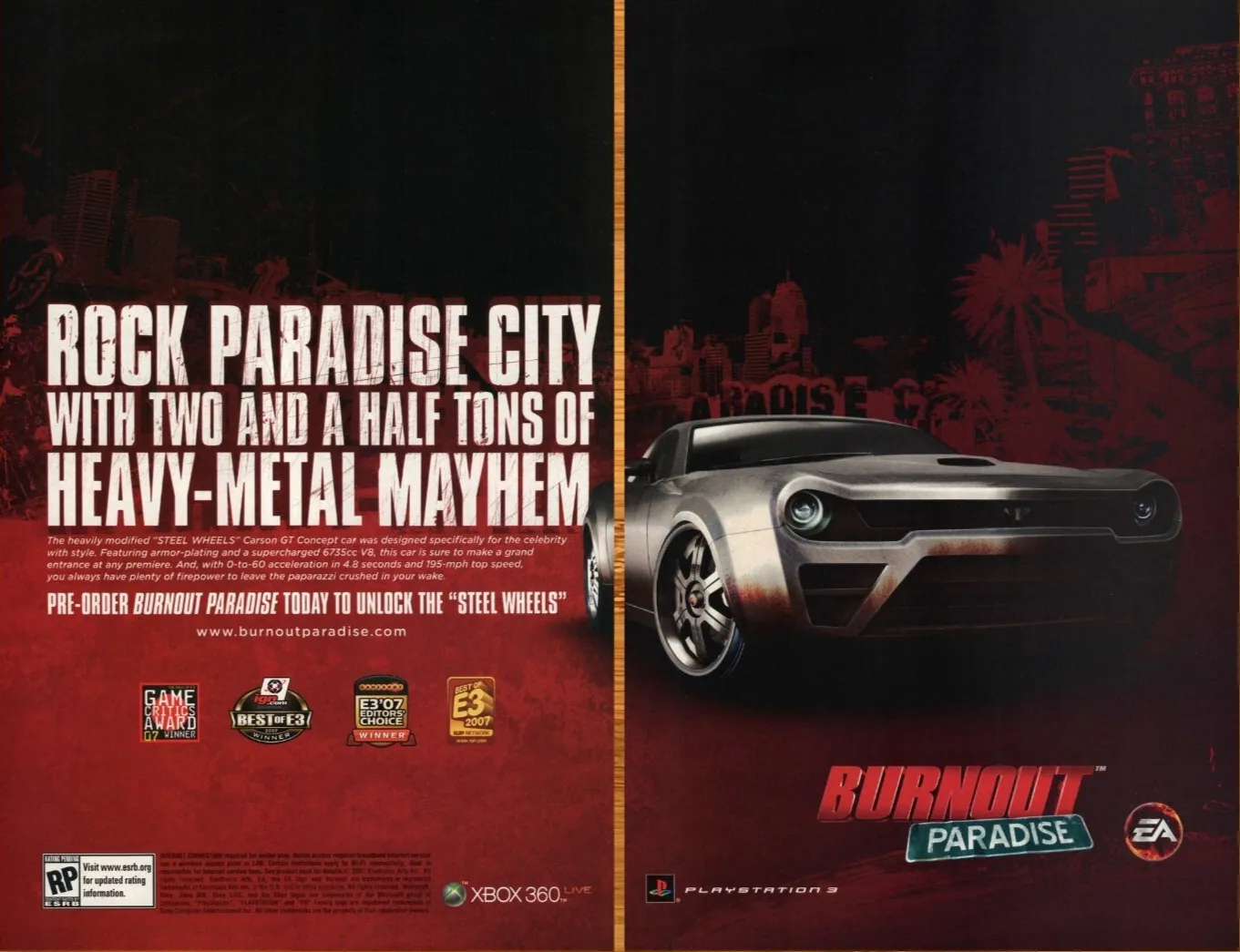 Anuncio de revista gringa de Burnout Paradise