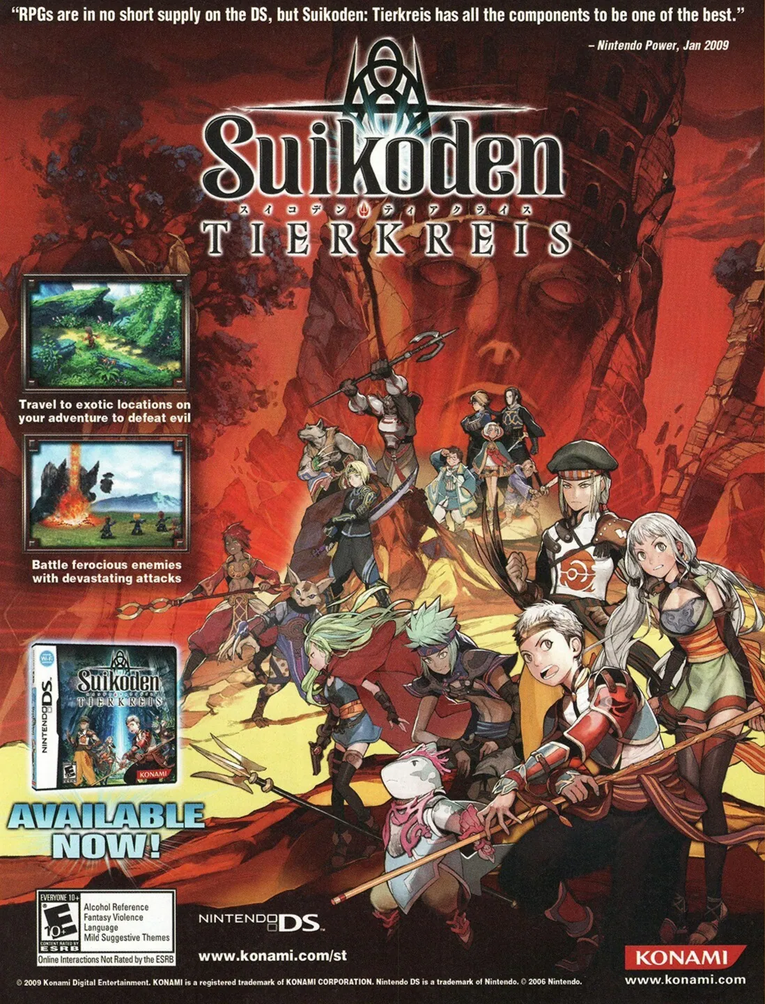 Anuncio de revista gringa de Suikoden Tierkreis